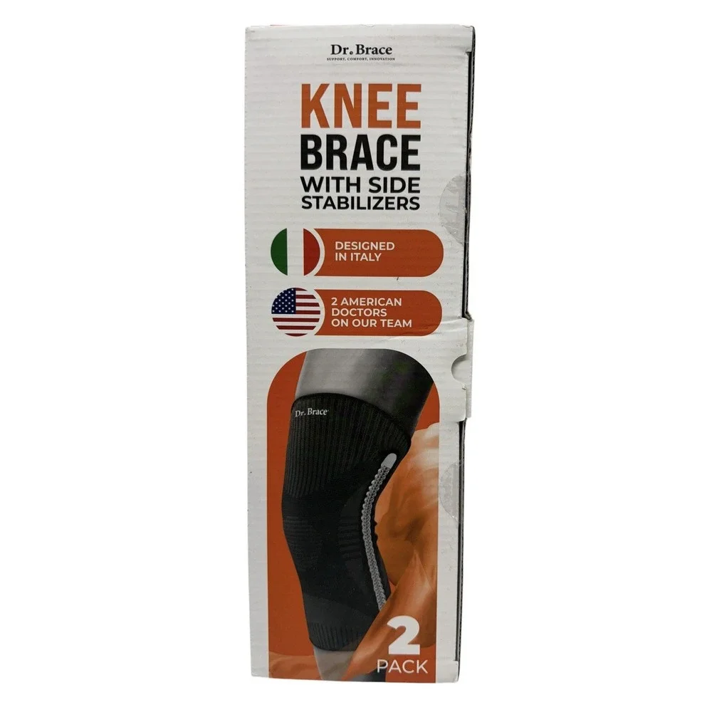 Dr. Brace Knee Brace w/ Side Stabilizers XXL 2 Pack Compression Sleeves New